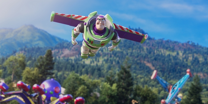 Buzz Lightyear flying with wings