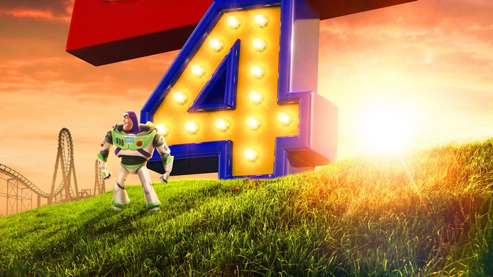 Buzz Lightyear and the number 4 from Toy Story 4