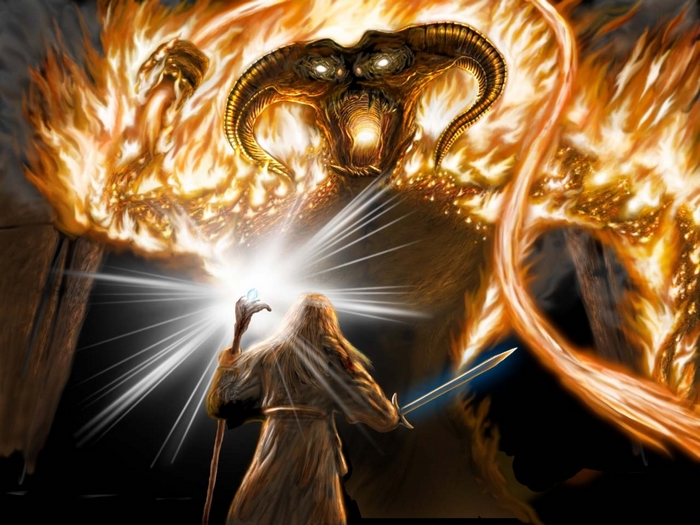 Gandalf fighting a Balrog
