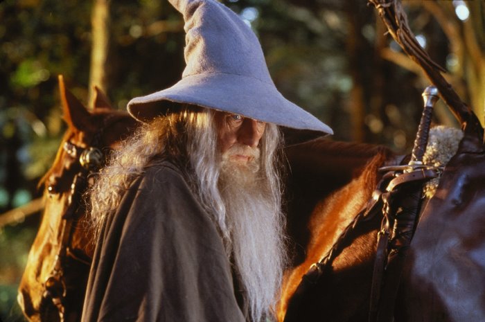 Gandalf from The Lord of the Rings on horseback