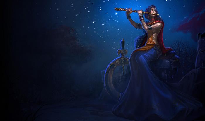 Soraka from League of Legends playing a flute