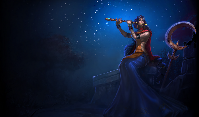 Soraka from League of Legends playing a flute