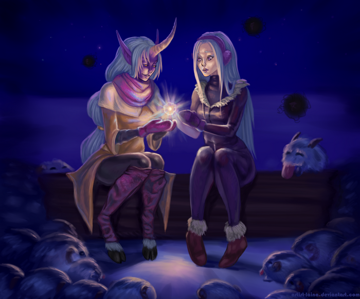 Soraka from League of Legends with a companion