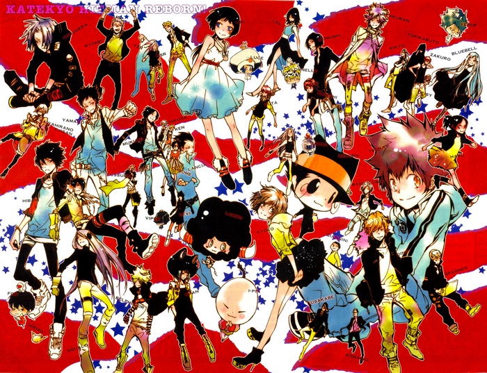 Katekyo Hitman Reborn! characters on American flag background