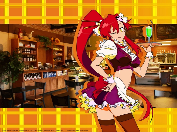 Yoko Littner from Tengen Toppa Gurren Lagann serving drinks