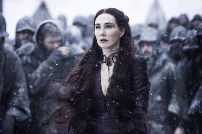 Melisandre from Game of Thrones in snow