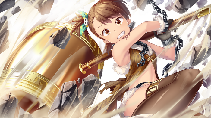 Ami Futami with a giant hammer