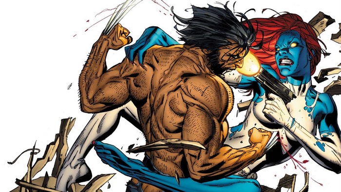 Wolverine and Mystique fighting