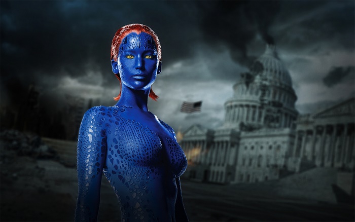 Mystique from Marvel Comics in front of Capitol Building