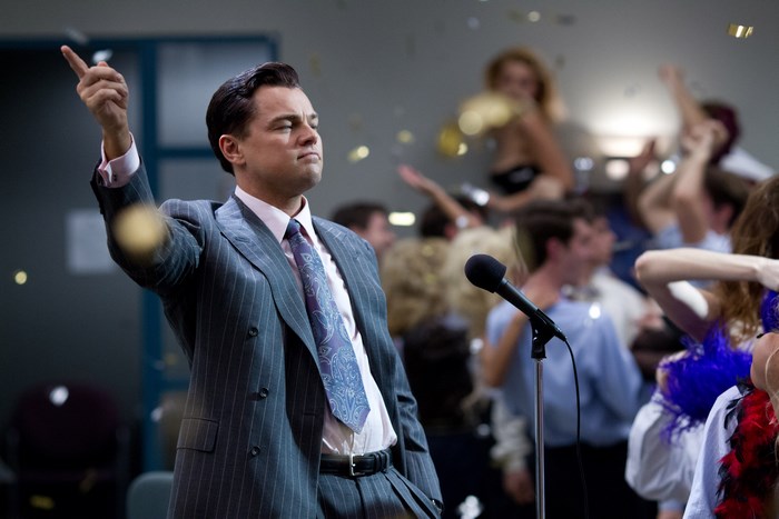 Leonardo DiCaprio as Jordan Belfort in The Wolf of Wall Street
