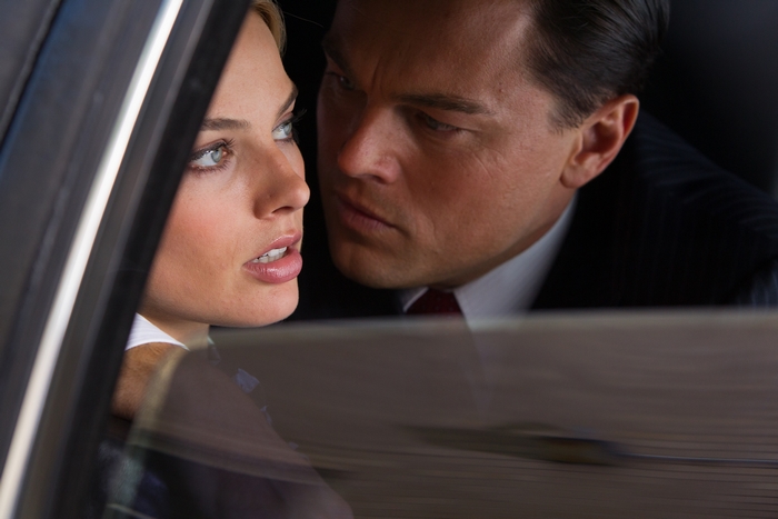Jordan Belfort and Margot Robbie in a car
