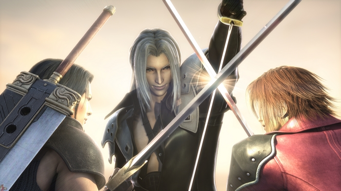 Sephiroth and two other men with swords