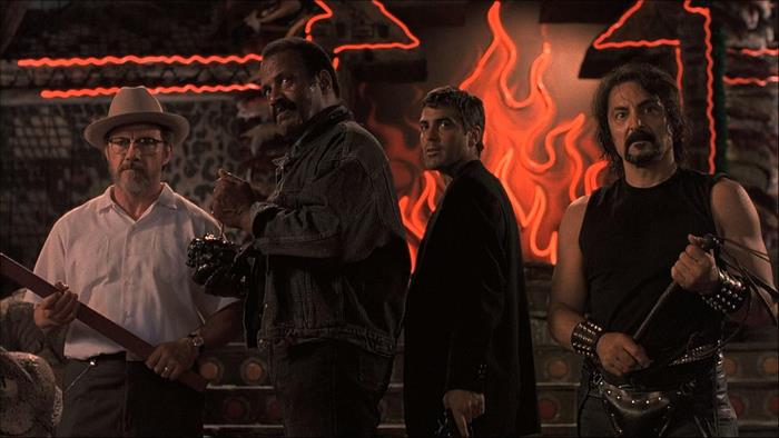 George Clooney and men in a bar