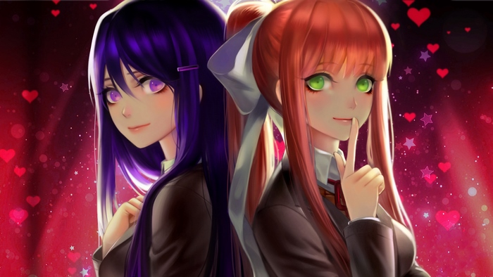 Monika and Yuri from Doki Doki Literature Club!