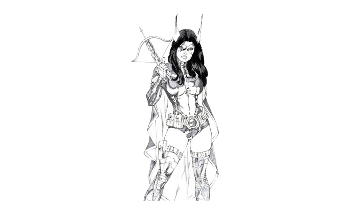 Huntress from DC Comics with a crossbow