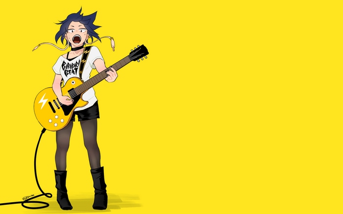 Kyoka Jiro from My Hero Academia playing guitar