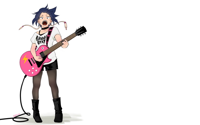 Kyoka Jiro playing a pink electric guitar