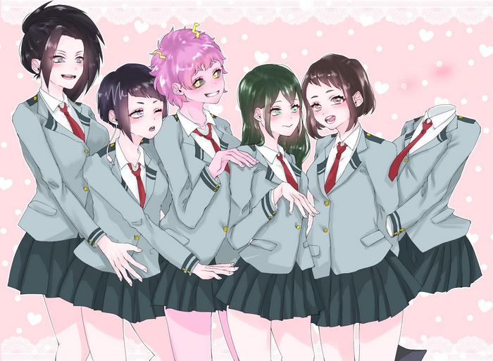 My Hero Academia girls in school uniforms