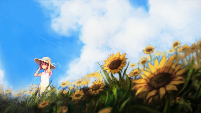 Yukiho Hagiwara in a Sunflower Field