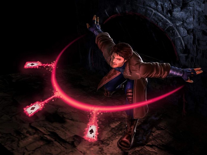 Gambit from X-Men using kinetic energy on cards