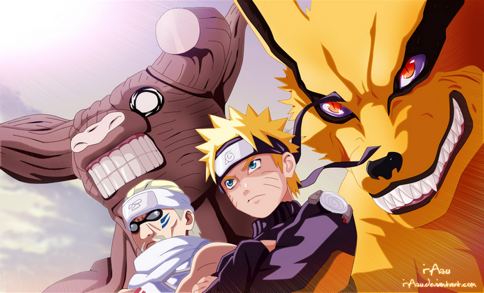 Naruto, Killer Bee, and Kurama from Naruto