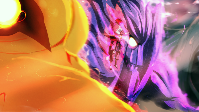 Sasuke Uchiha and Kurama from Naruto