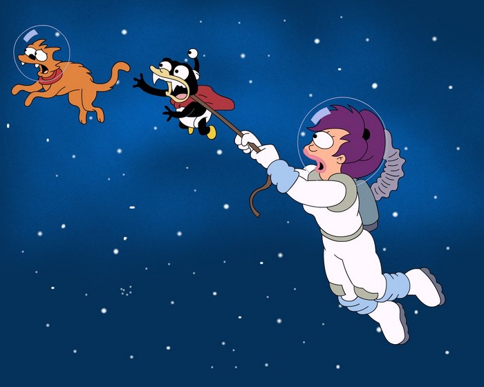 Turanga Leela and Nibbler from Futurama in space