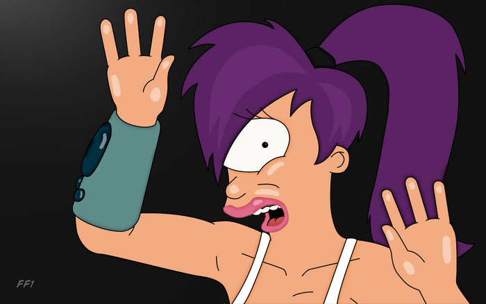 Leela from Futurama in a Defensive Pose