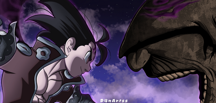 Zeldris from The Seven Deadly Sins facing a monster