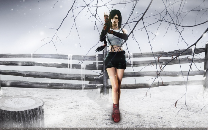 Tifa Lockhart from Final Fantasy VII in a snowy environment