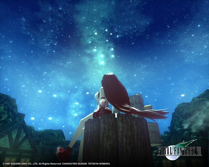 Tifa Lockhart from Final Fantasy VII under the stars