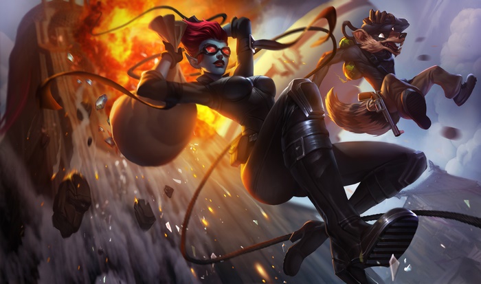 Evelynn and a fox-like creature from League of Legends