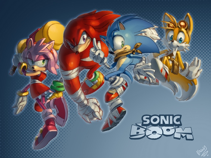 Sonic Boom characters: Amy, Knuckles, Sonic, and Tails