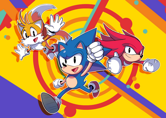 Sonic the Hedgehog, Tails, and Knuckles running