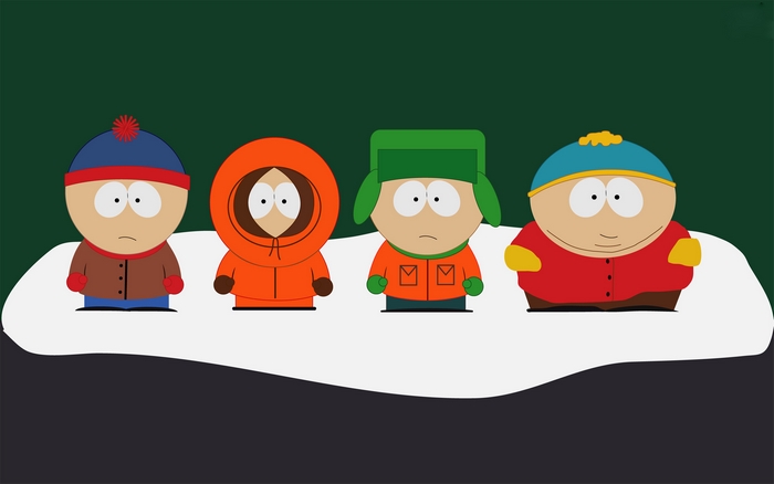 South Park characters in the snow