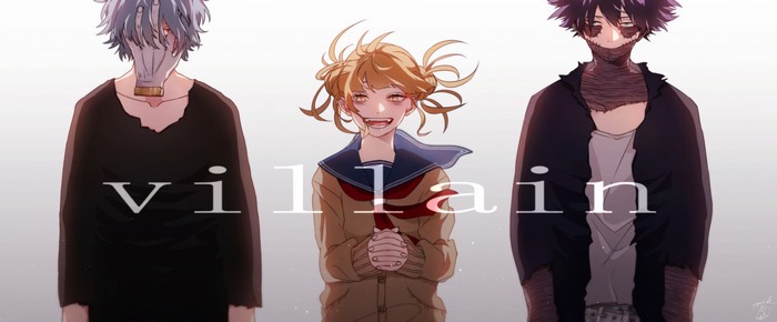 Villains Tomura Shigaraki, Himiko Toga, and Dabi from My Hero Academia