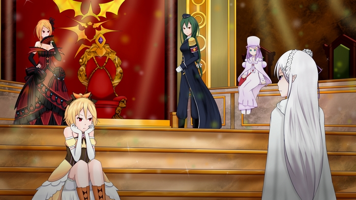 Felt from Re:ZERO and other characters in a throne room