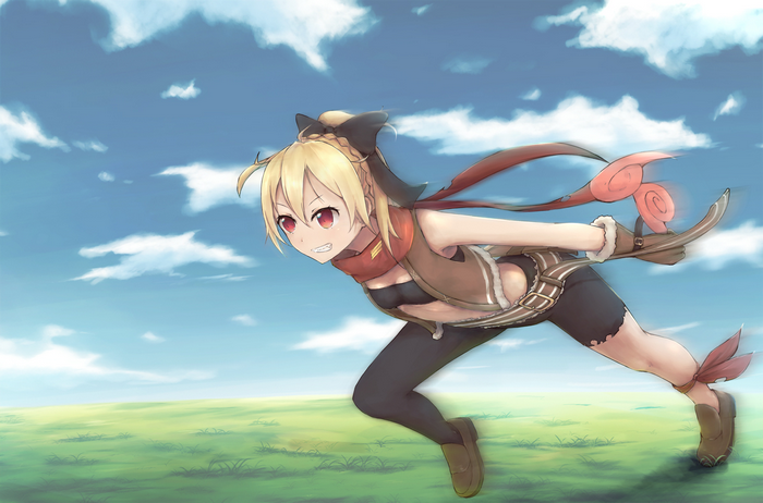 Felt from Re:ZERO running in a field