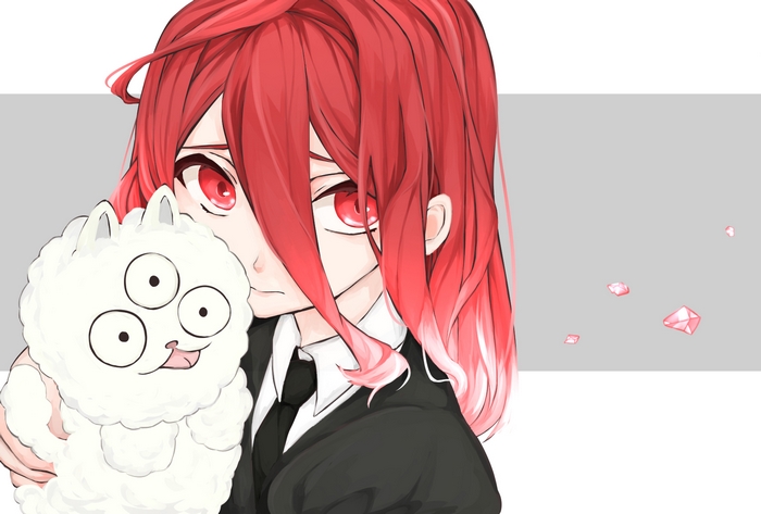 Cinnabar from Houseki no Kuni holding a creature
