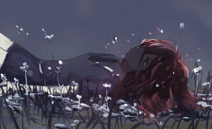 Cinnabar from Houseki no Kuni lying in grass