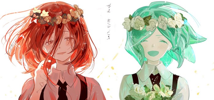 Cinnabar and Phos from Houseki no Kuni