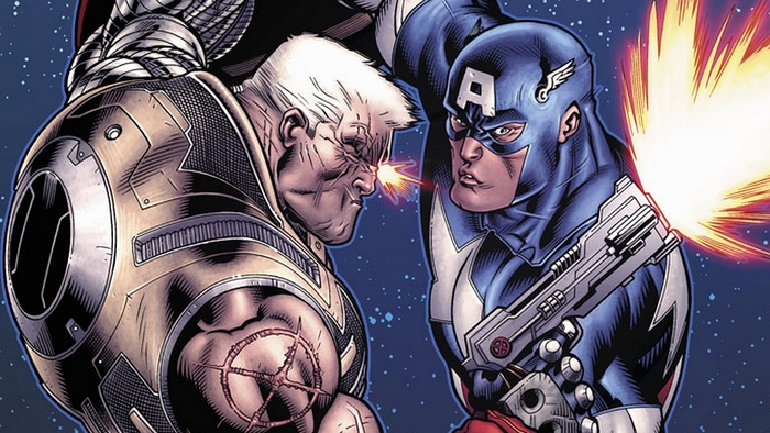 Cable and Captain America fighting