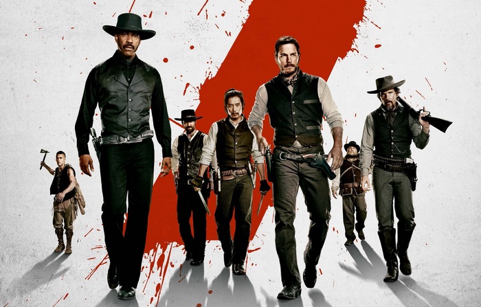 The Magnificent Seven cast walking forward
