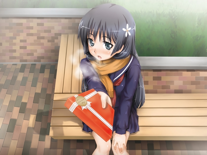 Ruiko Saten with a gift box