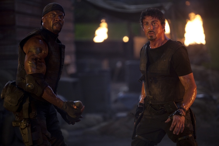 Terry Crews and Sylvester Stallone in The Expendables