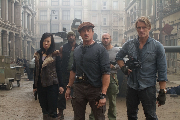 Sylvester Stallone and Dolph Lundgren in The Expendables