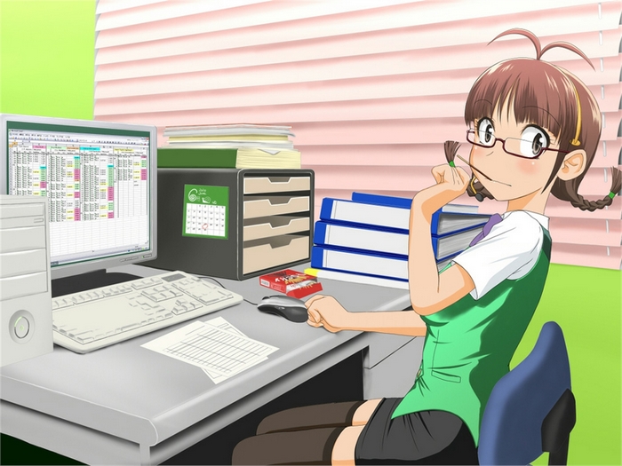 Ritsuko Akizuki at her desk