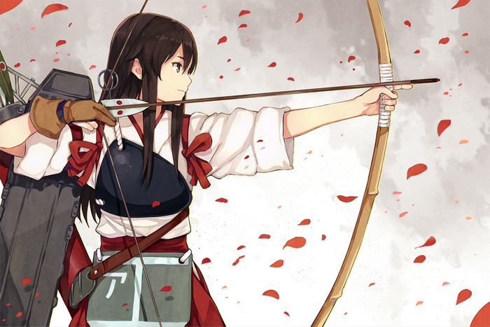 Akagi from Kancolle drawing a bow
