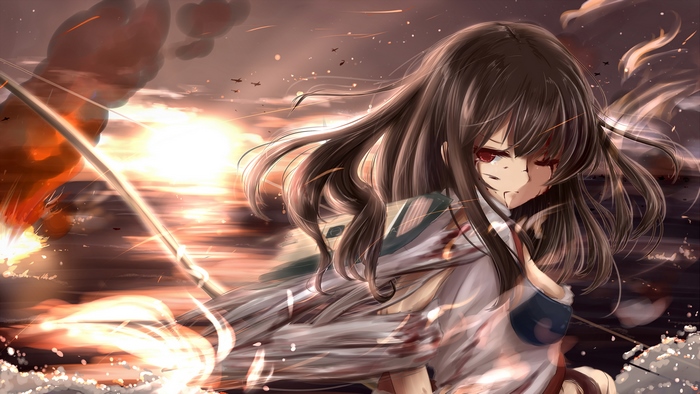 Akagi from Kancolle in battle