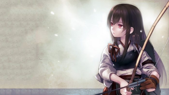 Akagi from Kancolle with a bow